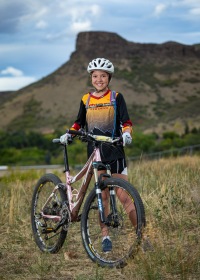Individual photo of middle school MTB rider, girl