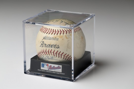 Stacked macro image of signed baseball