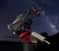 Product image of telescope, composite night background