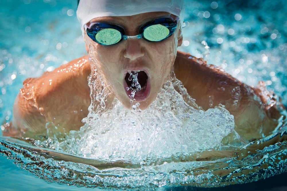 Breaststroke swimmer competes