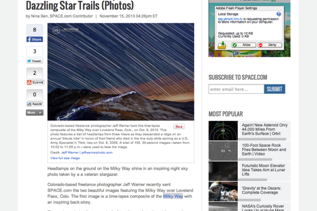 3/7/14: Space.com post of ‘Tribute’ image
