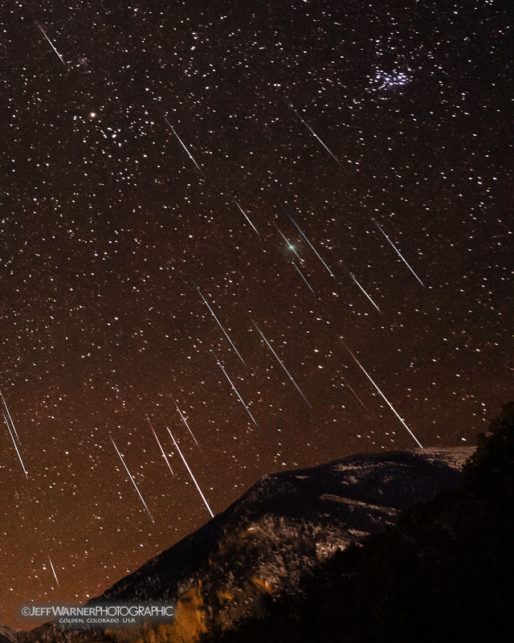 Perseid meteor and Comet 46/P Wirtanen, overflank of Mt. Princeton, Colorado.