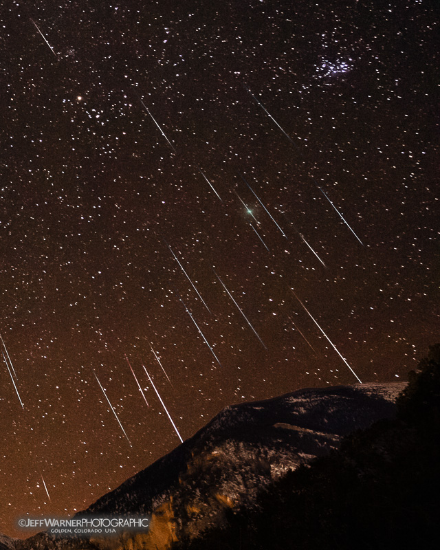 Geminid Meteor Shower over, Nathrop, Colorado, July 2019.