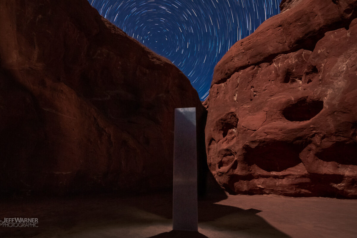 Utah Monolith and Star Trails at night